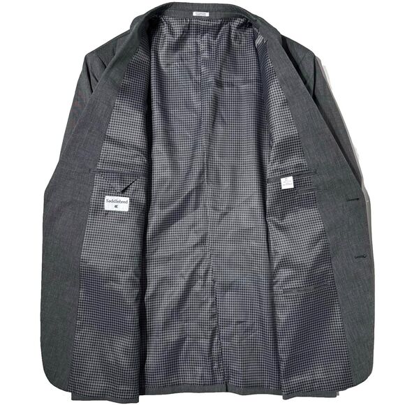 NWT $140 Saddlebred Classic Fit Gray Black 2-Button Blazer Men's Size 48L - Picture 10 of 13